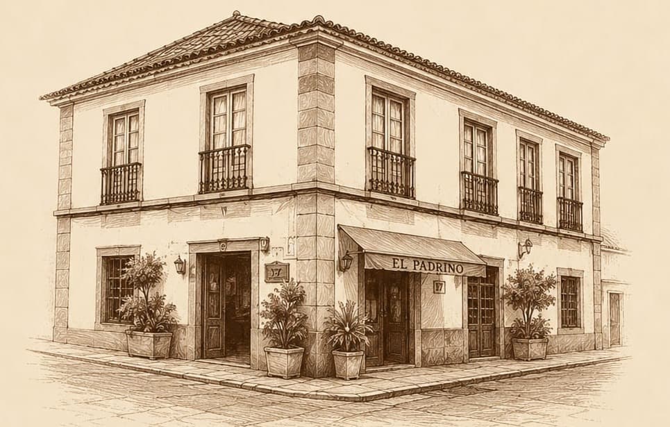 Ilustración de la fachada de Restaurante El Padrino, Calle Lomp 17